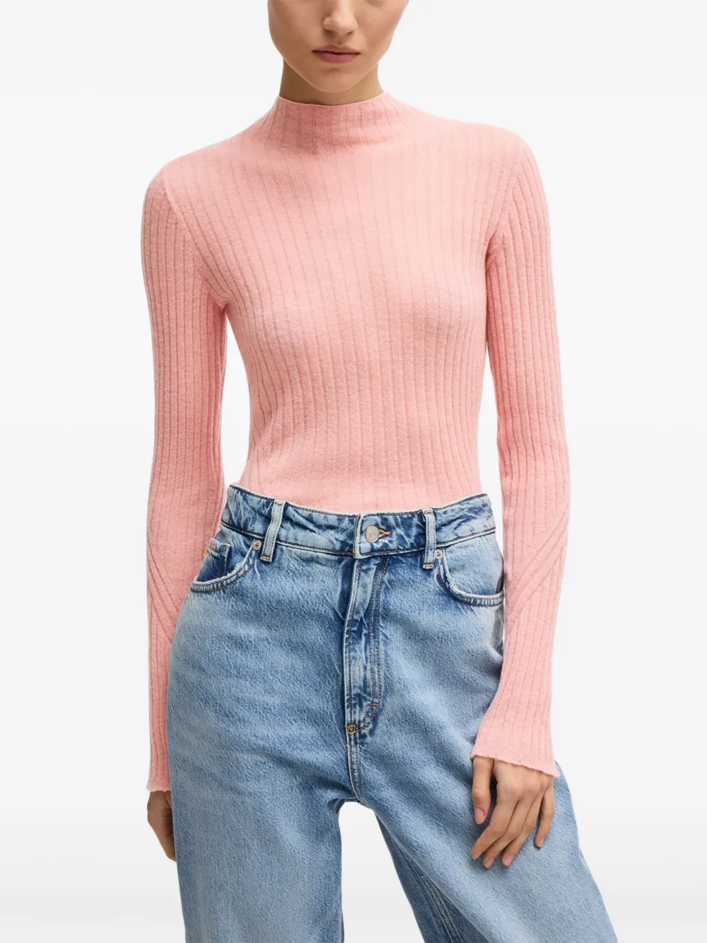 BOSS Ribgebreide coltrui Roze