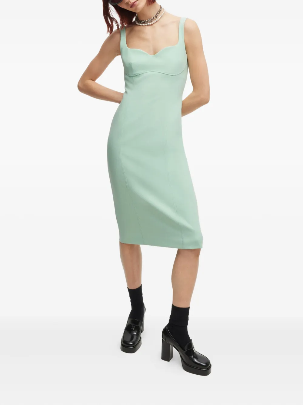 HUGO Vestido midi com decote coração e zíper | Vestido casual | Image 2