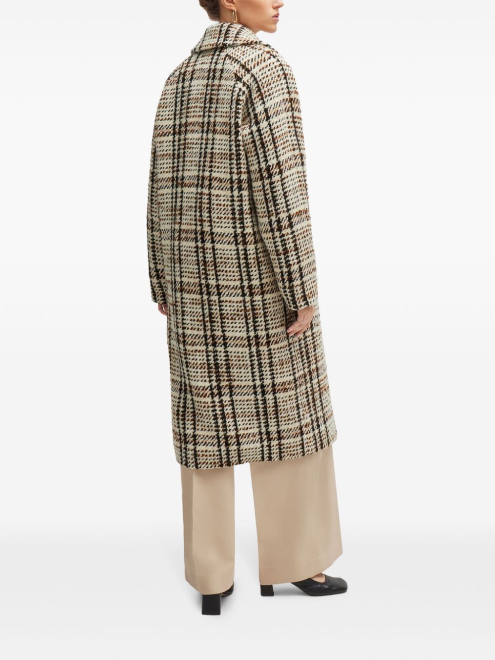 Shop Hugo Boss Check-pattern Coat In Neutrals