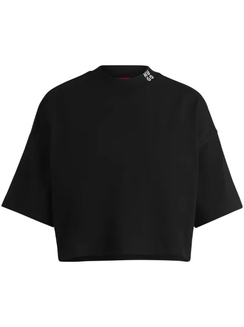 HUGO Camiseta cropped com logo bordado