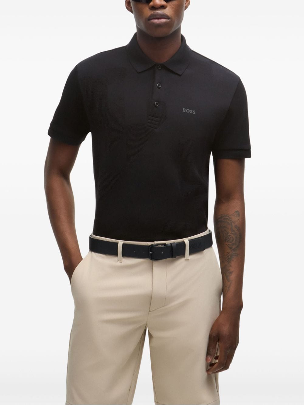 Shop Hugo Boss Logo-print Polo Shirt In Black