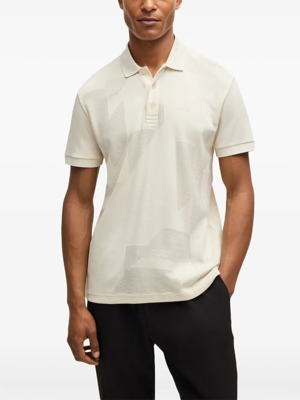 Hugo Boss Mercerized-cotton Slim-fit Polo Shirt With Collar Stripe In Neutrals