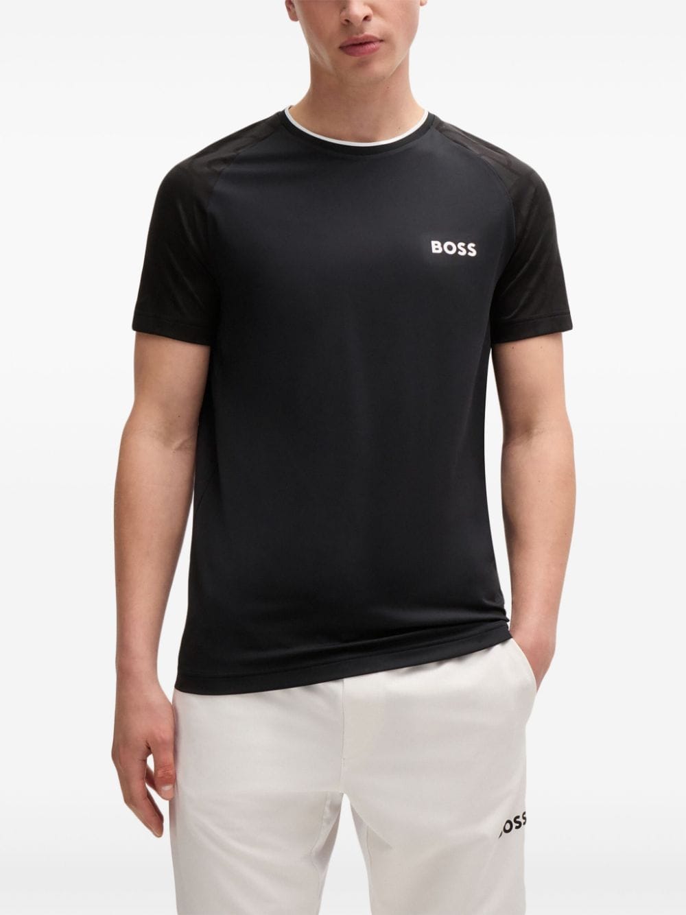 Shop Hugo Boss X Matteo Berrettini Logo-print T-shirt In Black