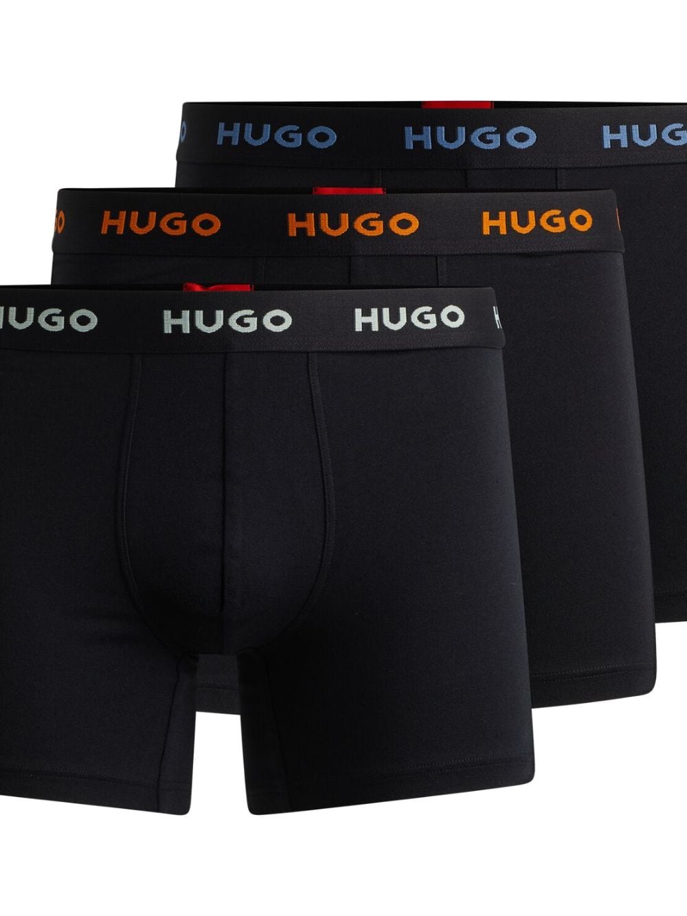 HUGO Drie boxershorts met logoband - Zwart