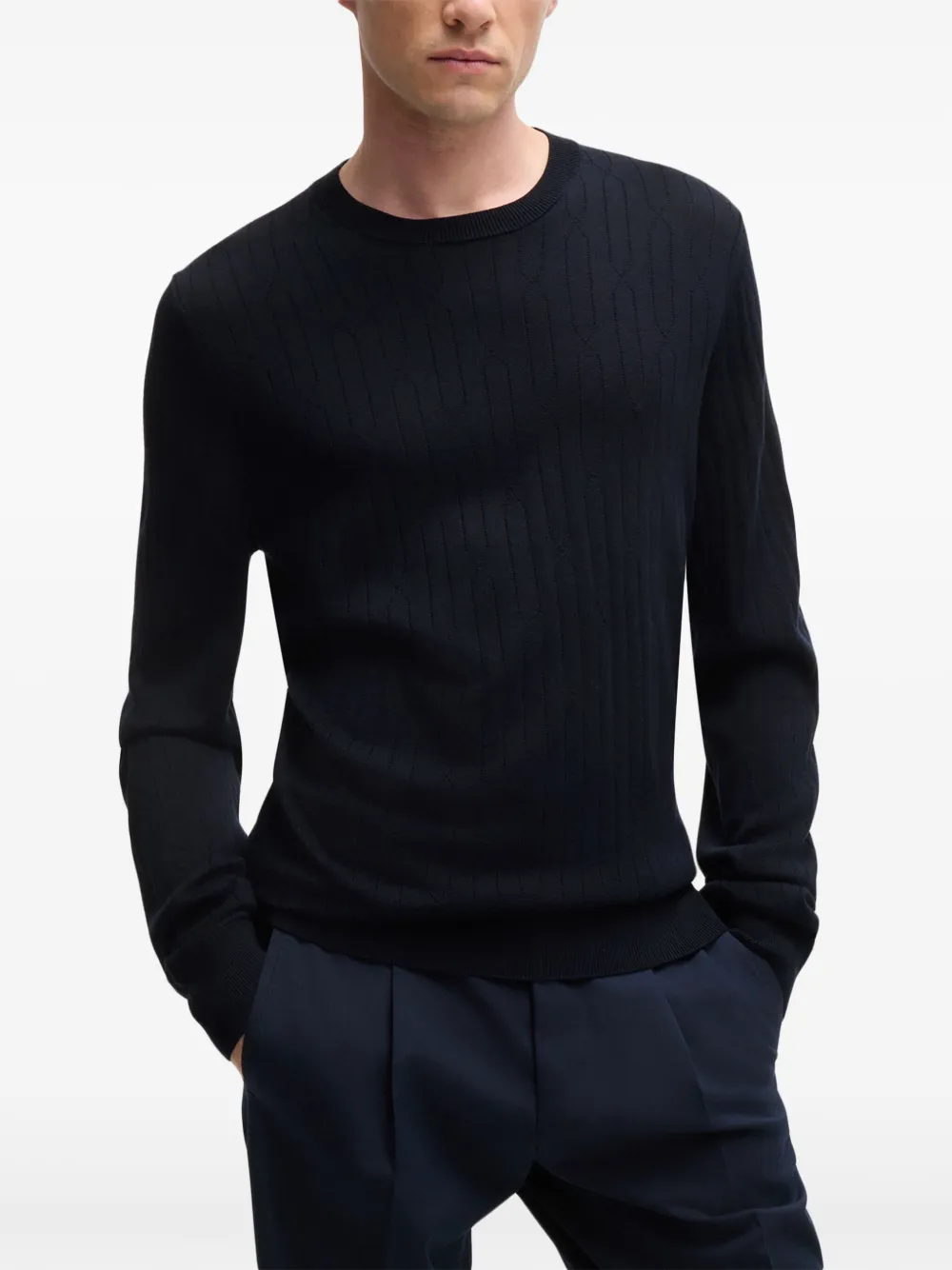 BOSS Zijden trui Blauw