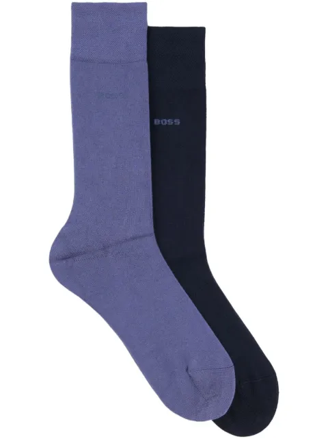 BOSS Kit 2 pares de meias com logo bordado