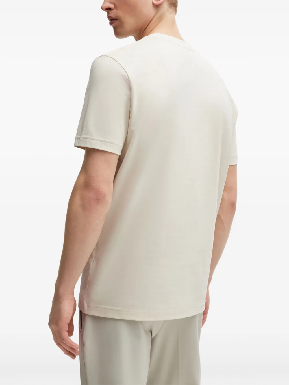 BOSS T-shirt met logo-applicatie Beige