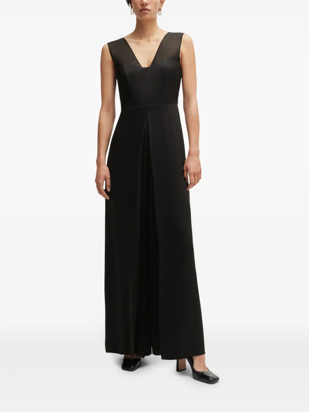 BOSS Zijden jumpsuit Zwart