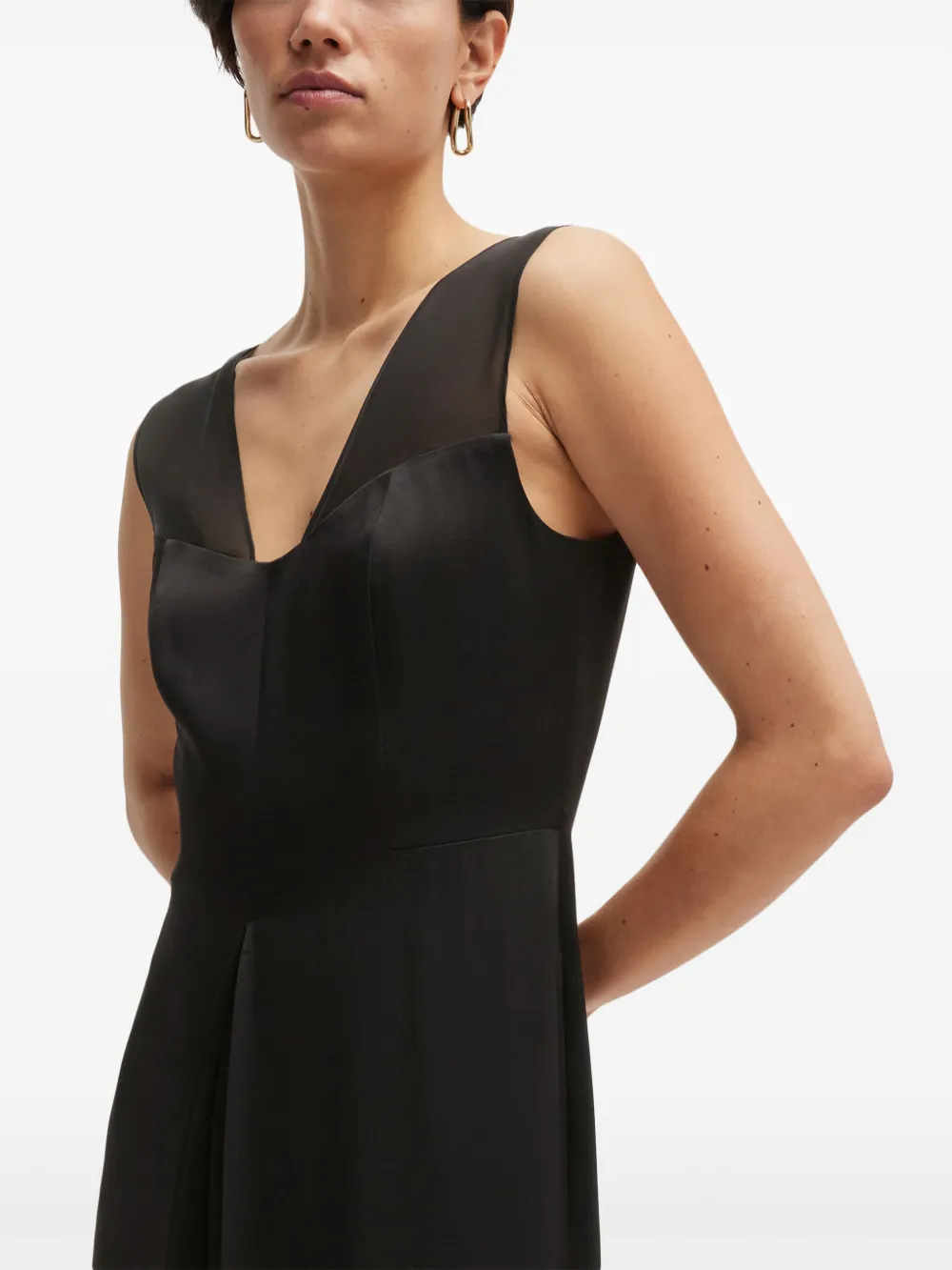 BOSS Zijden jumpsuit Zwart