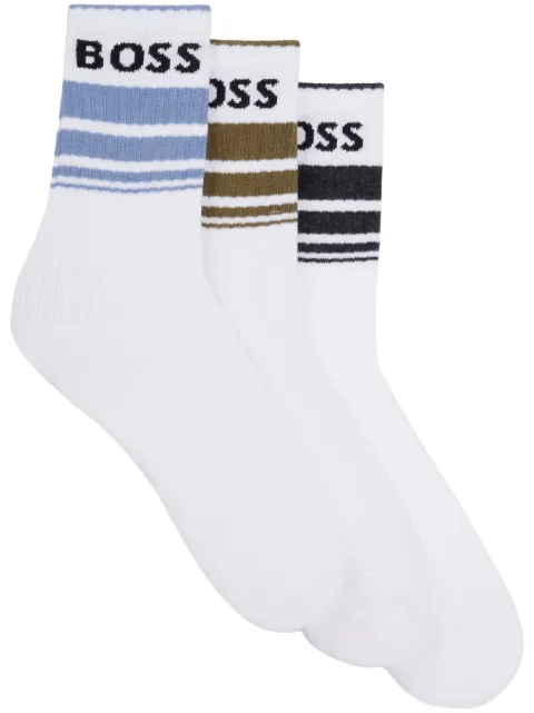 BOSS Kit 3 pares de meias com logo bordado