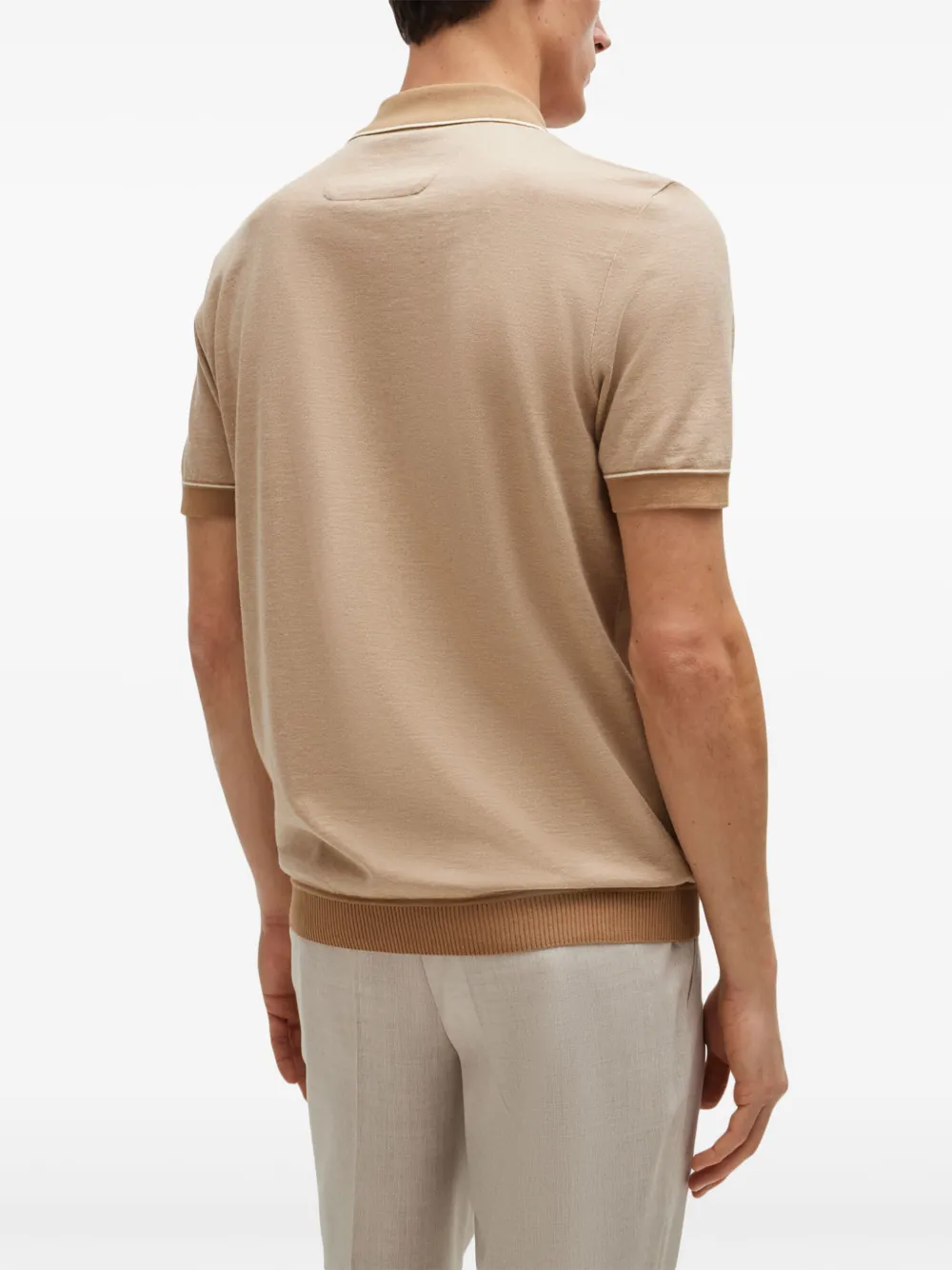 BOSS Poloshirt van gerecycled polyester Beige
