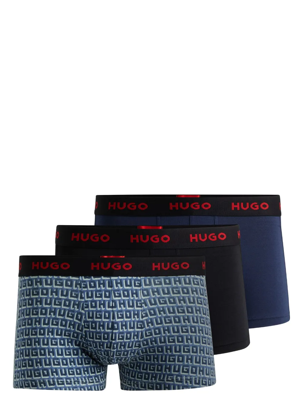 HUGO Kit 3 cuecas boxer com logo no cós | Azul | Image 1