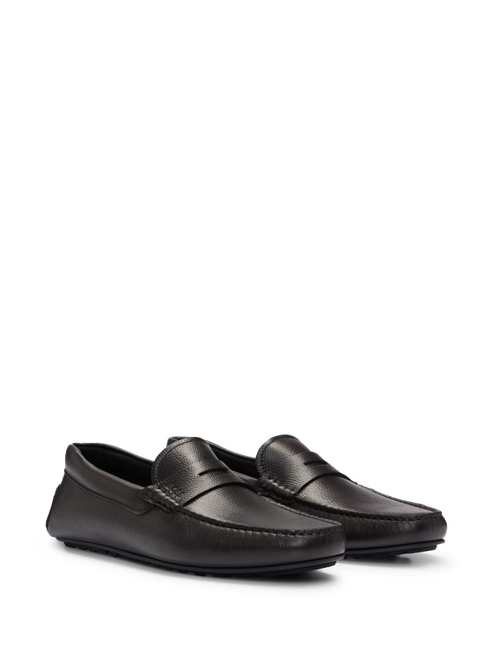 BOSS Leren loafers - Zwart