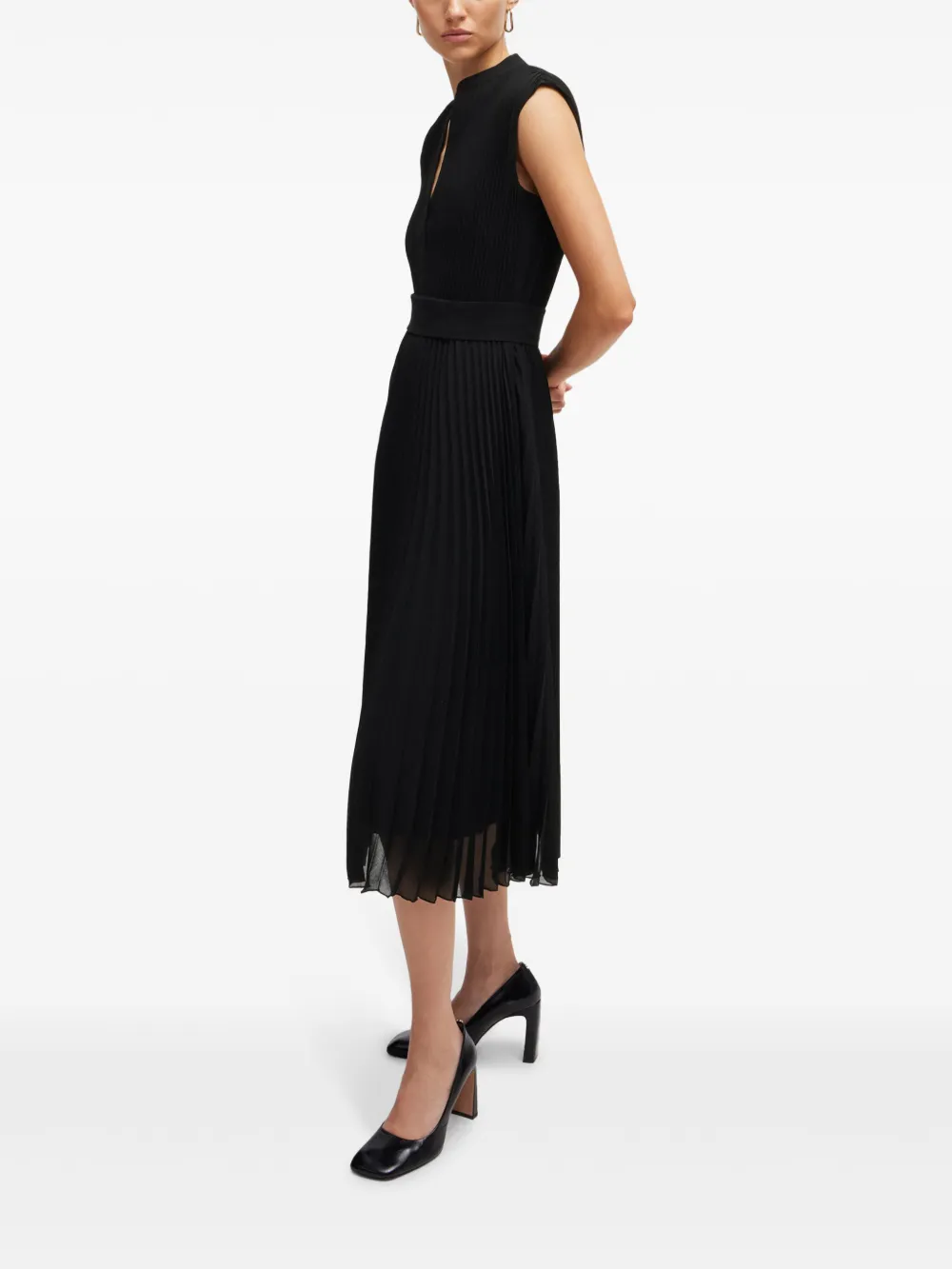 BOSS Mouwloze midi-jurk Zwart