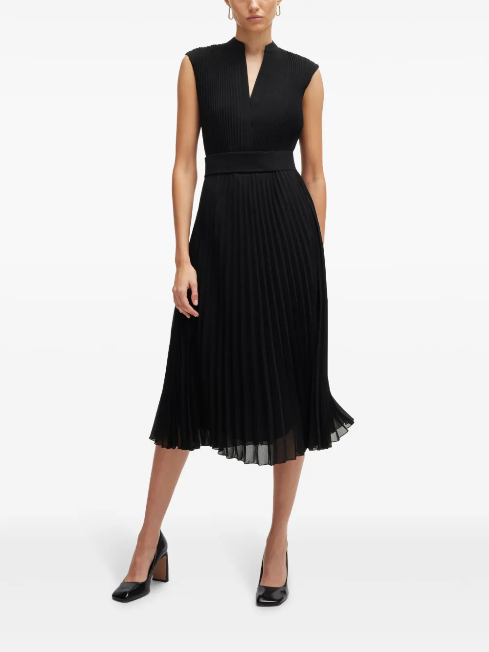 BOSS Mouwloze midi-jurk Zwart