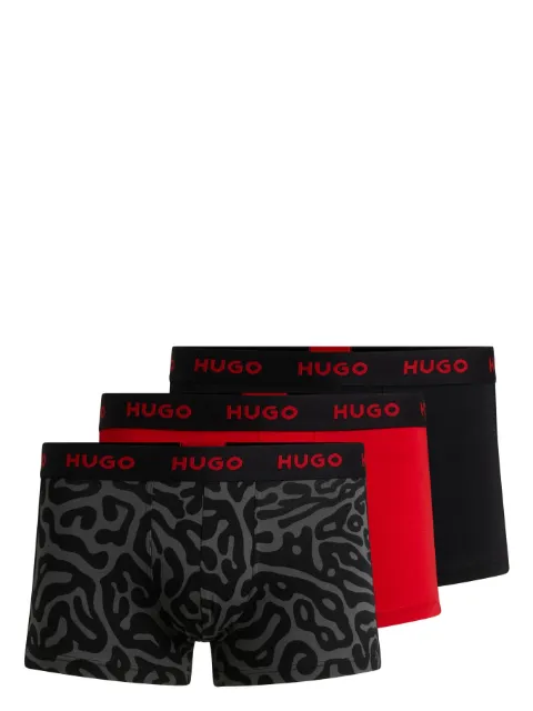 HUGO Kit 3 cuecas boxer com logo no cós
