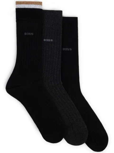 BOSS Kit 3 pares de meias com logo jacquard