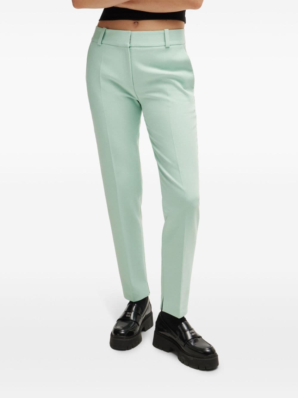 Shop Hugo Slim-fit Trousers In Green