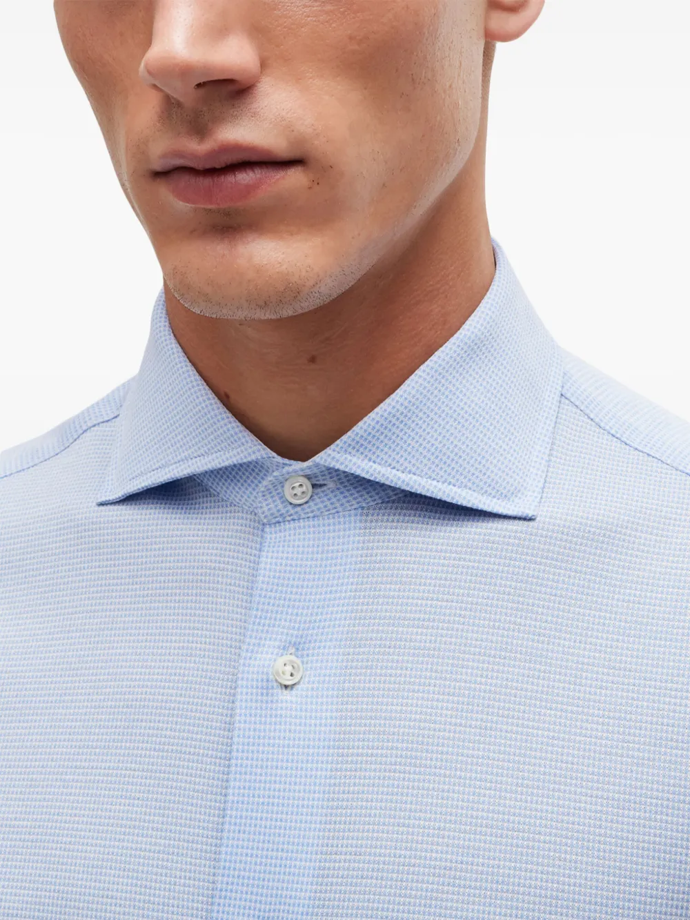 Hugo Boss Long-sleeve Cotton Shirt In Blue