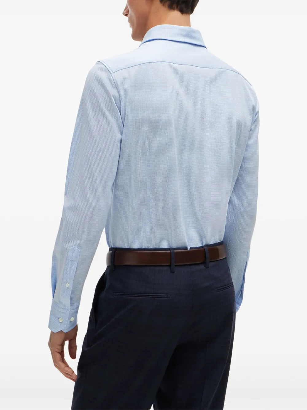 Hugo Boss Long-sleeve Cotton Shirt In Blue