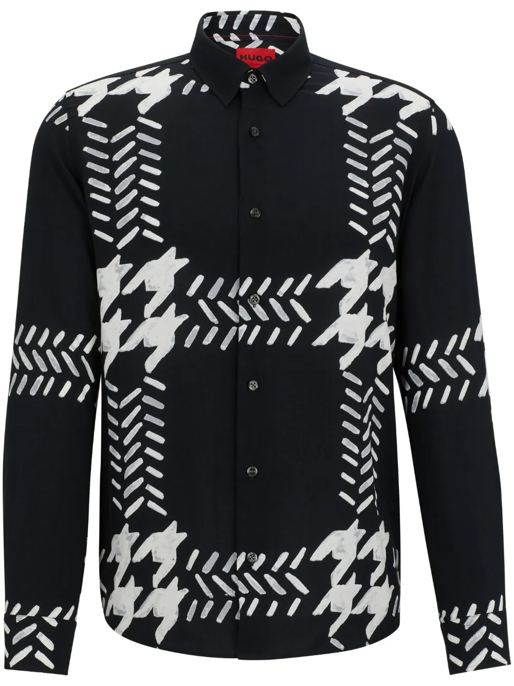 HUGO Camisa com estampa pied-de-poule | Preto | Image 1