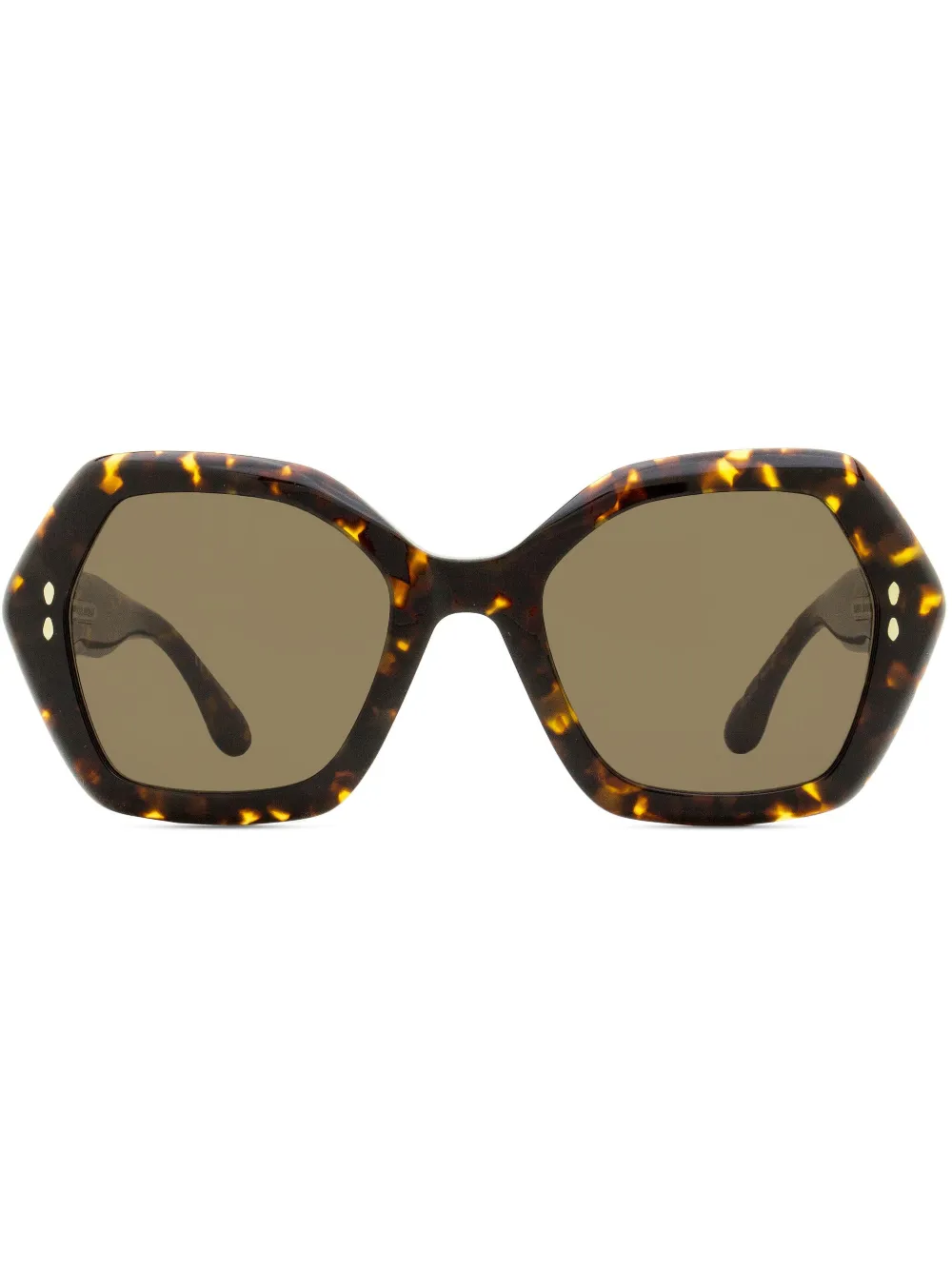 tortoiseshell-effect geometric-frame sunglasses