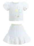 Mimi Tutu bouclé skirt and top set - White