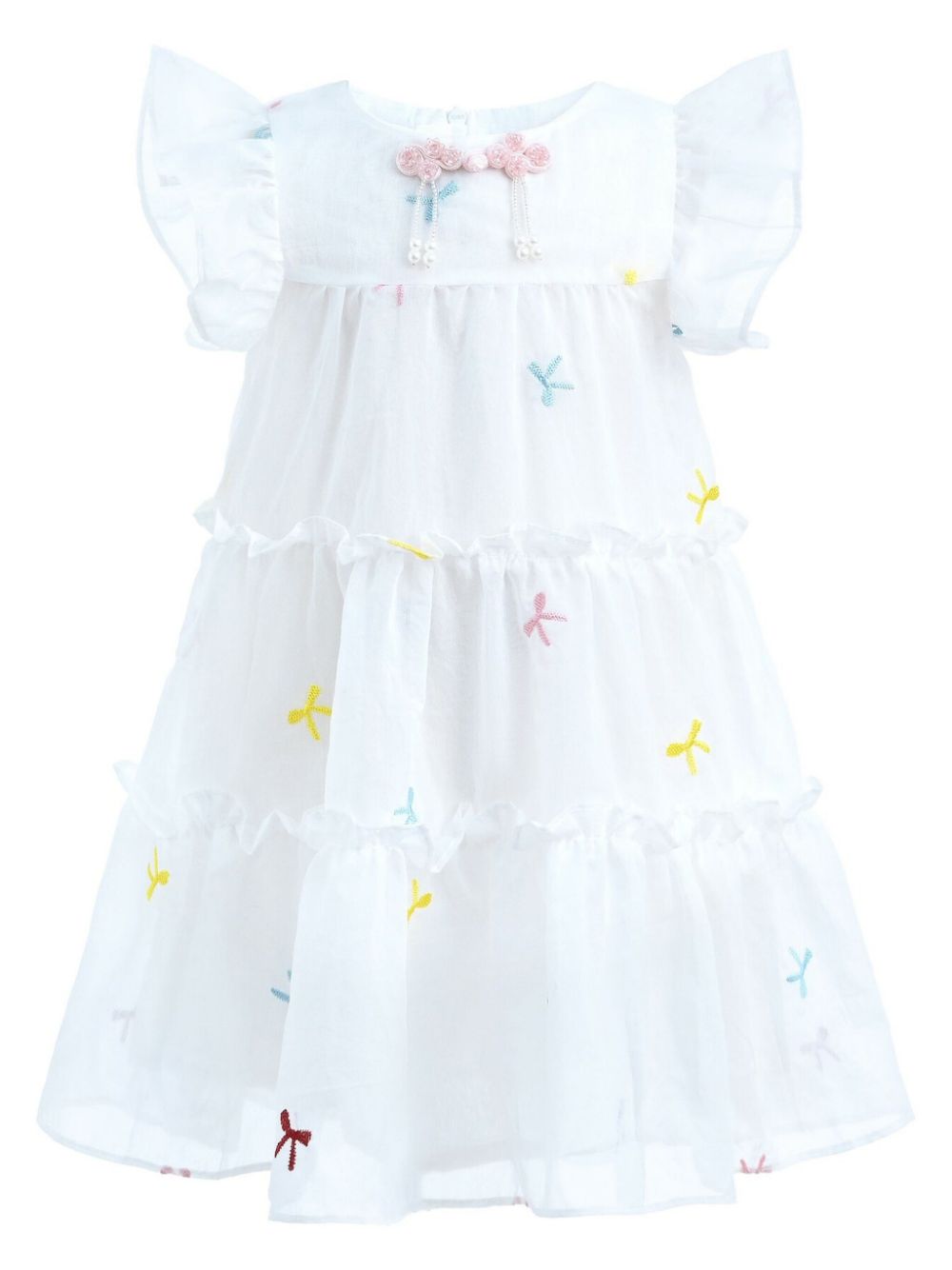 Mimi Tutu floral-embroidery dress - White