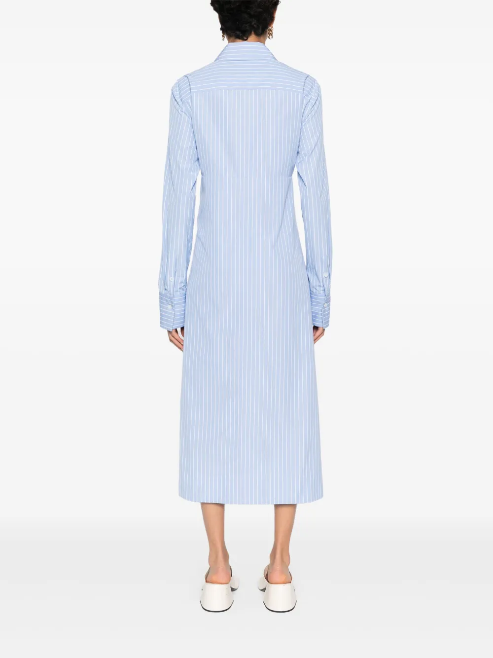 Jil Sander Gestreepte midi-jurk Blauw