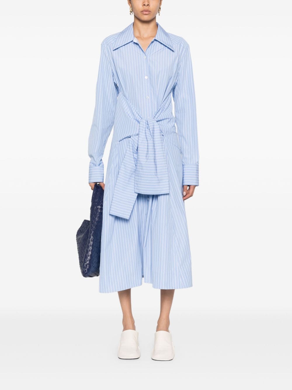 Jil Sander Gestreepte midi-jurk - Blauw