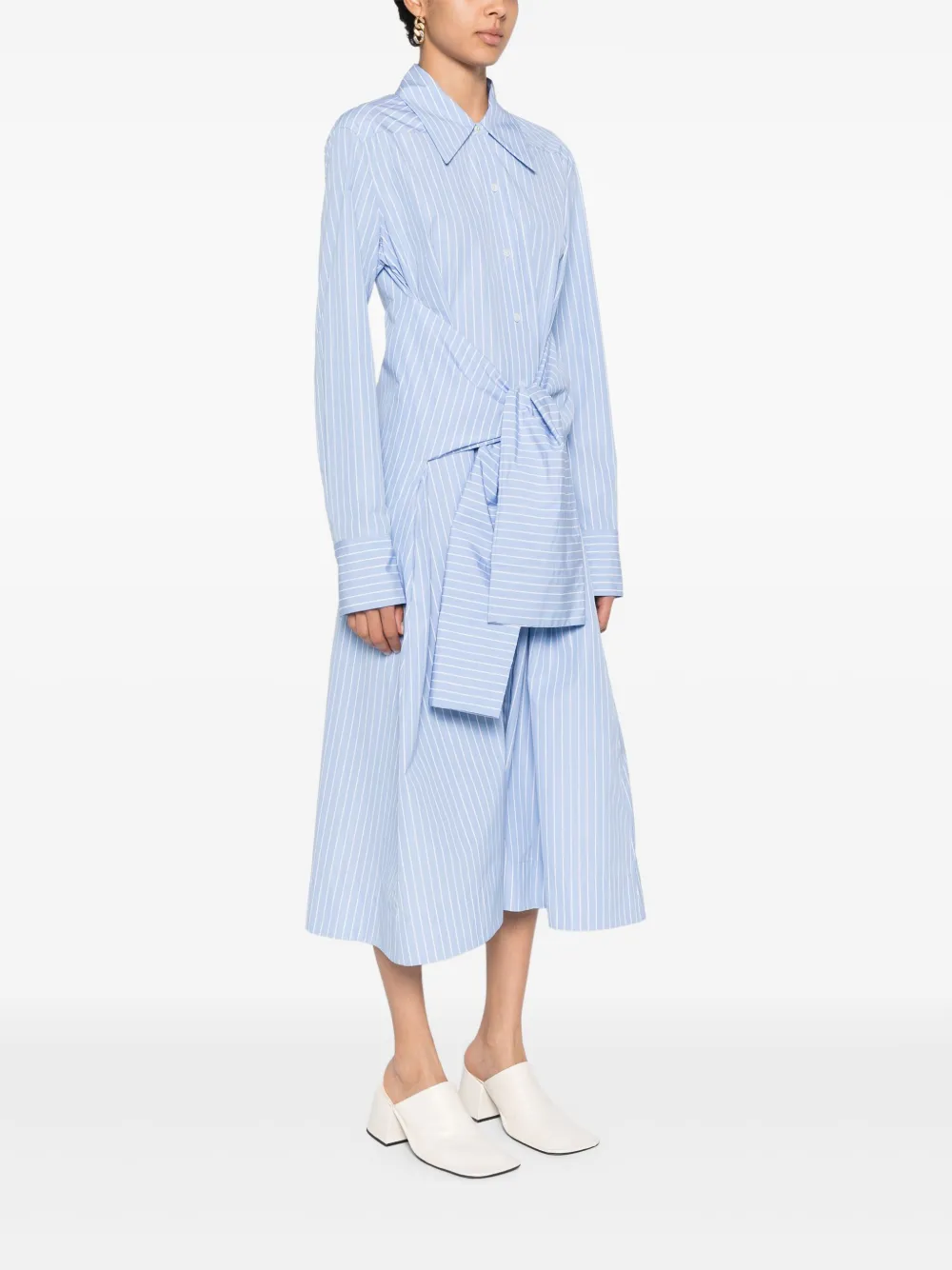 Jil Sander Gestreepte midi-jurk Blauw