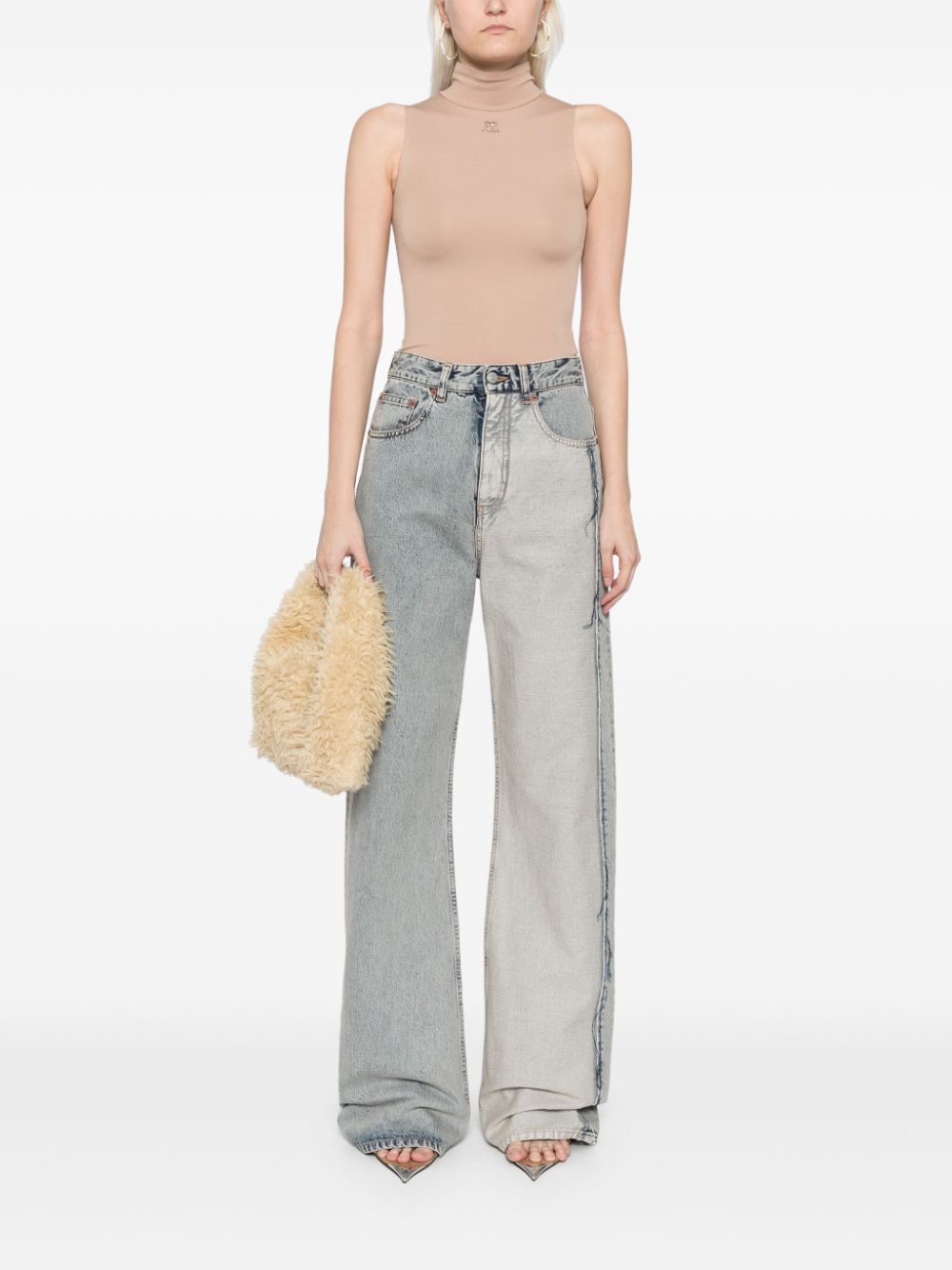 MM6 Maison Margiela Jeans met wijde pijpen en colourblocking - Blauw