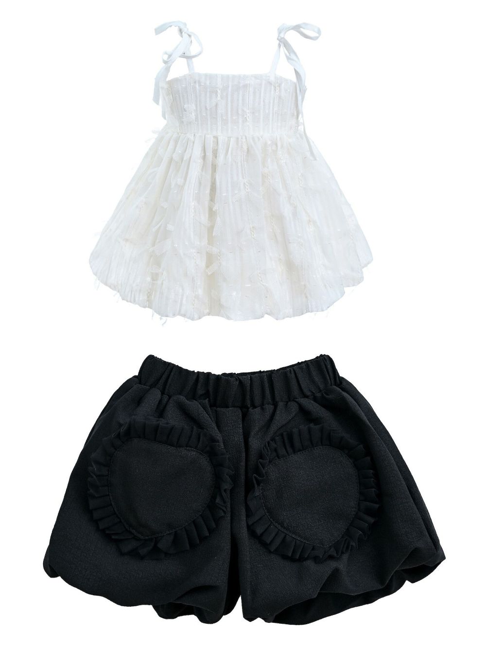 Mimi Tutu ruffle-detail cotton shorts set (two) - Black