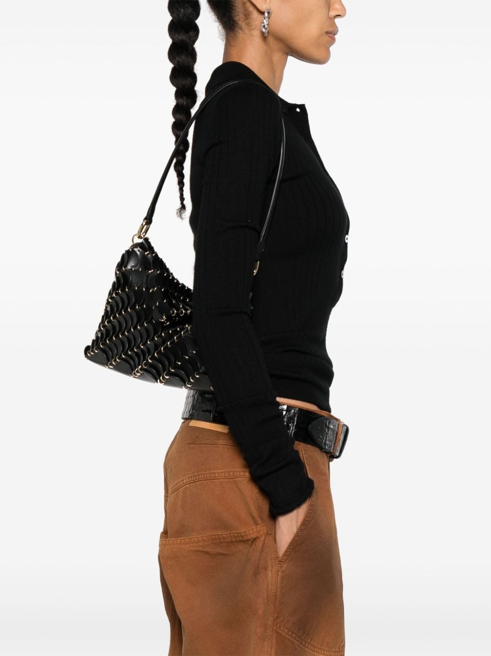 Shop Rabanne Paco Shoulder Bag In Black