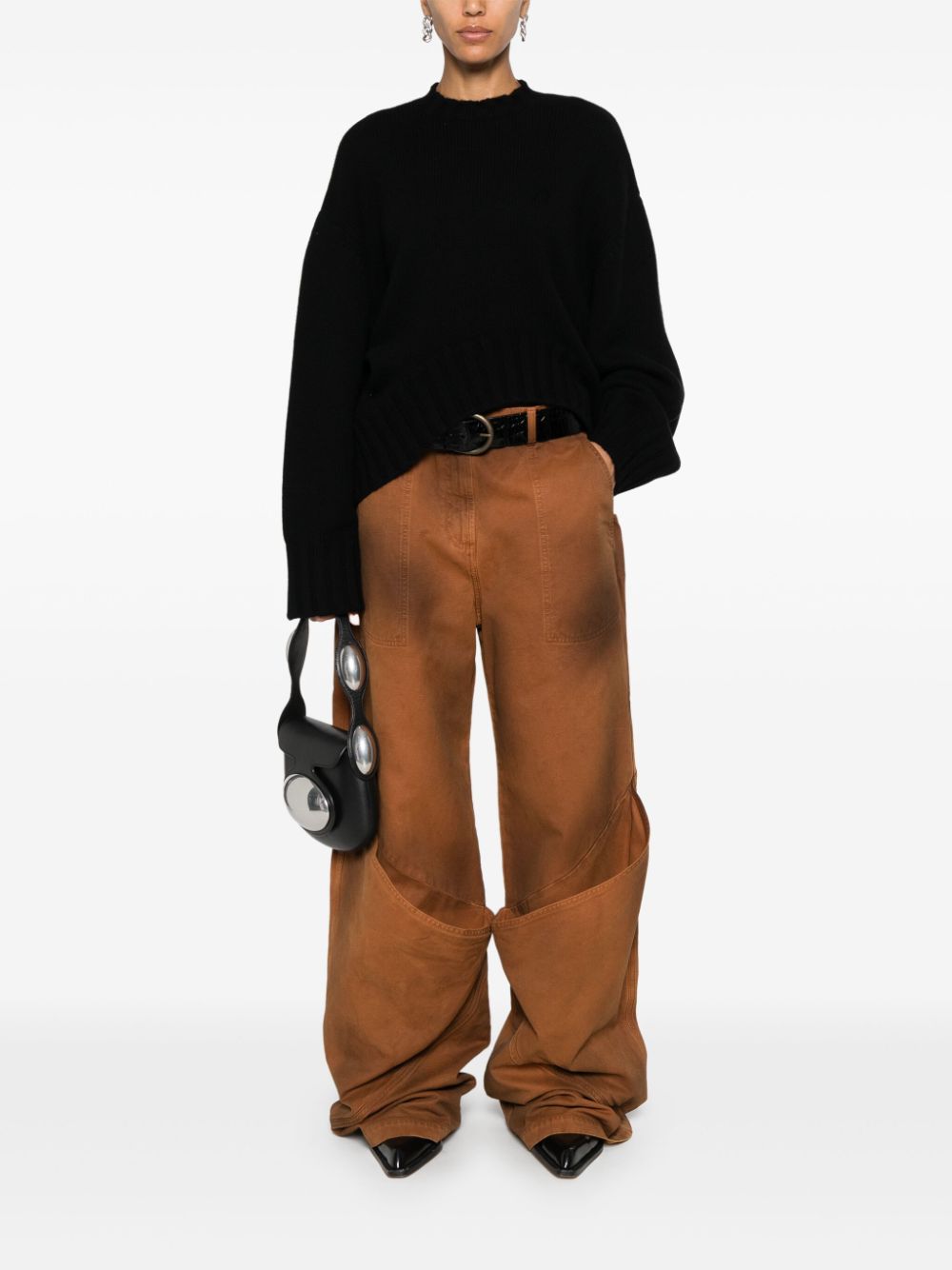 Shop Attico Cotton Trousers In Brown