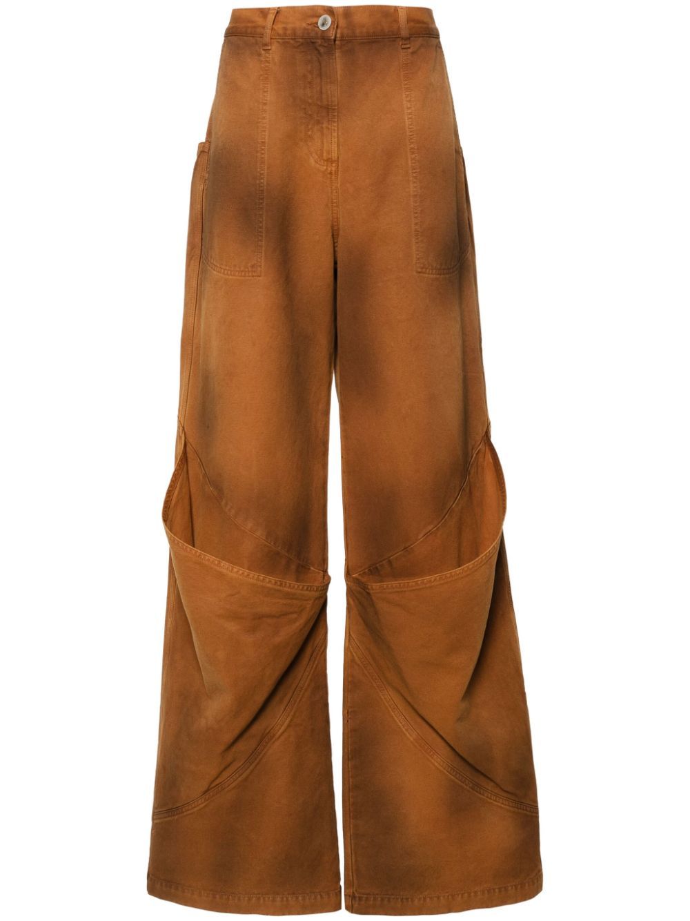 Shop Attico Cotton Trousers In Brown