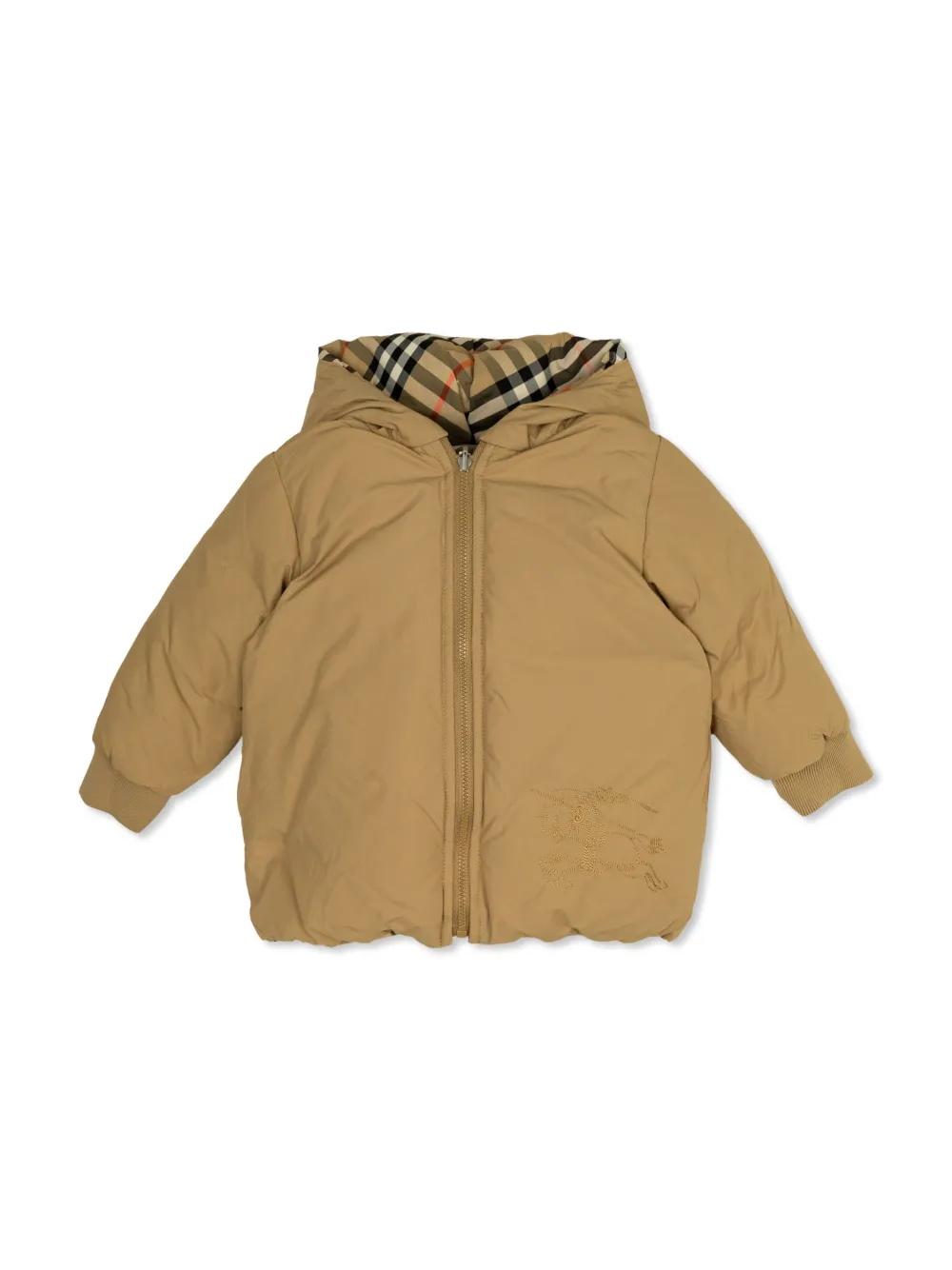 Burberry Kids Geruit donsjack Beige