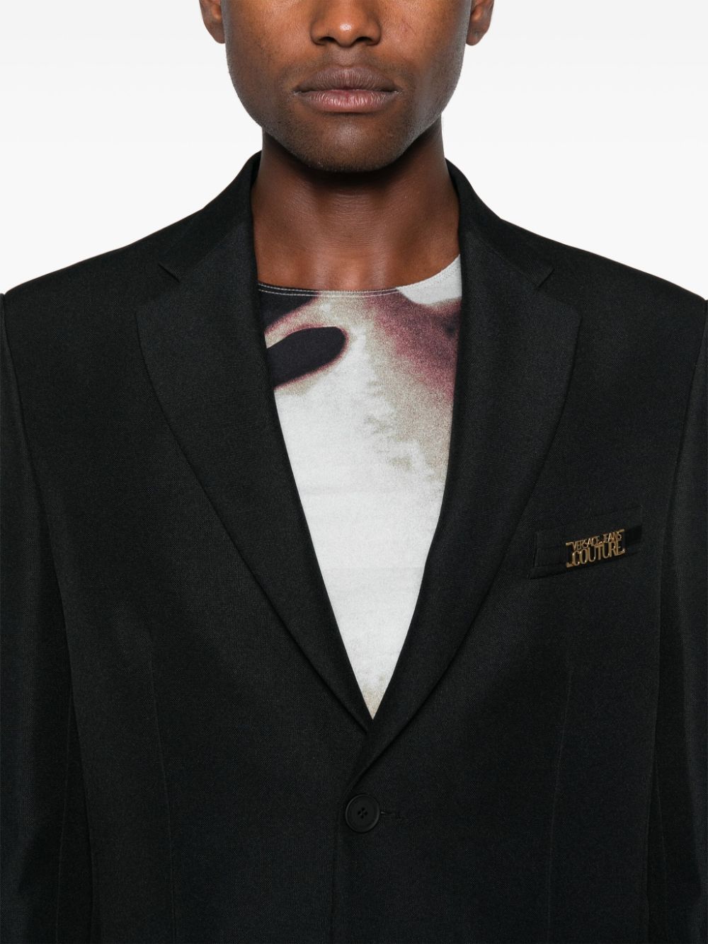 Shop Versace Jeans Couture Logo-appliqué Blazer In Black