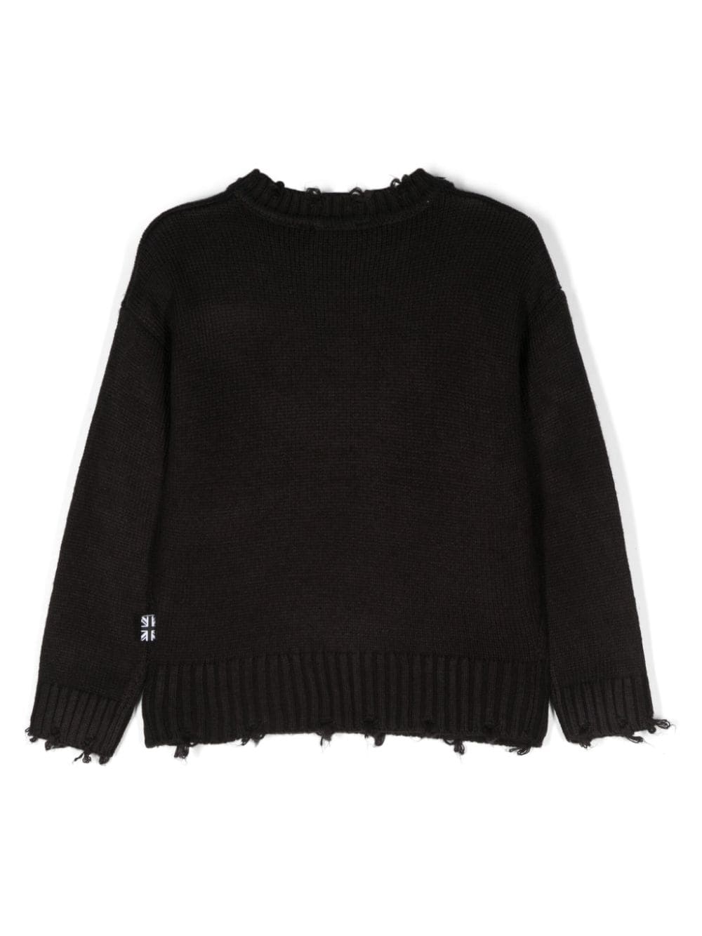 Shop John Richmond Junior Intarsia-knit Logo Jumper In Black