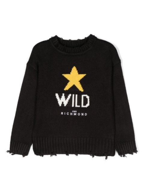 John Richmond Junior intarsia-knit logo jumper