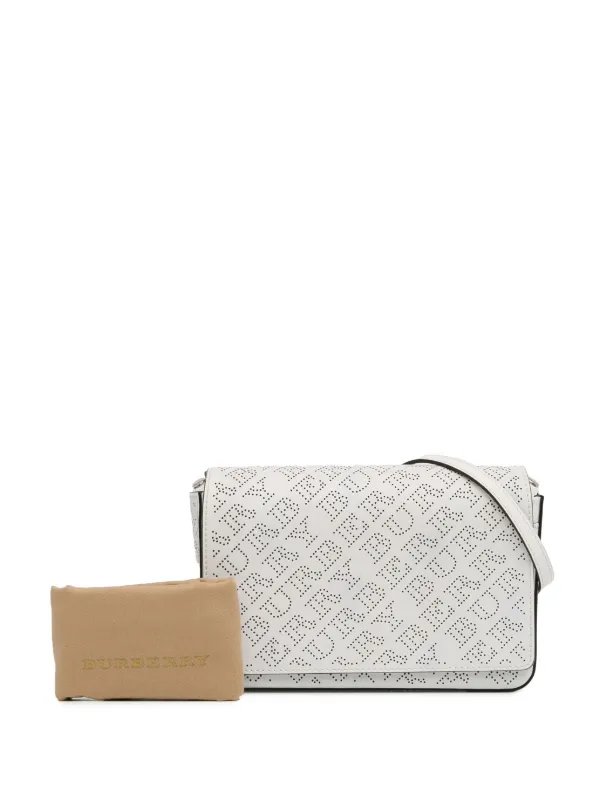 Burberry Pre Owned 21st Century Perforated Leather Hampshire Crossbody Bag White FARFETCH TR