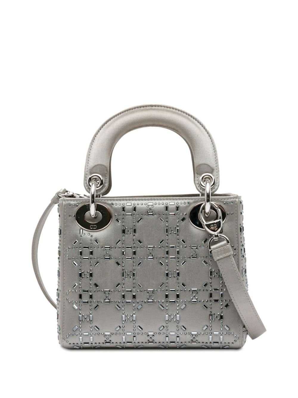 Christian Dior Pre-Owned 2016 Mini Beaded Satin Cannage Lady Dior satchel - Zilver