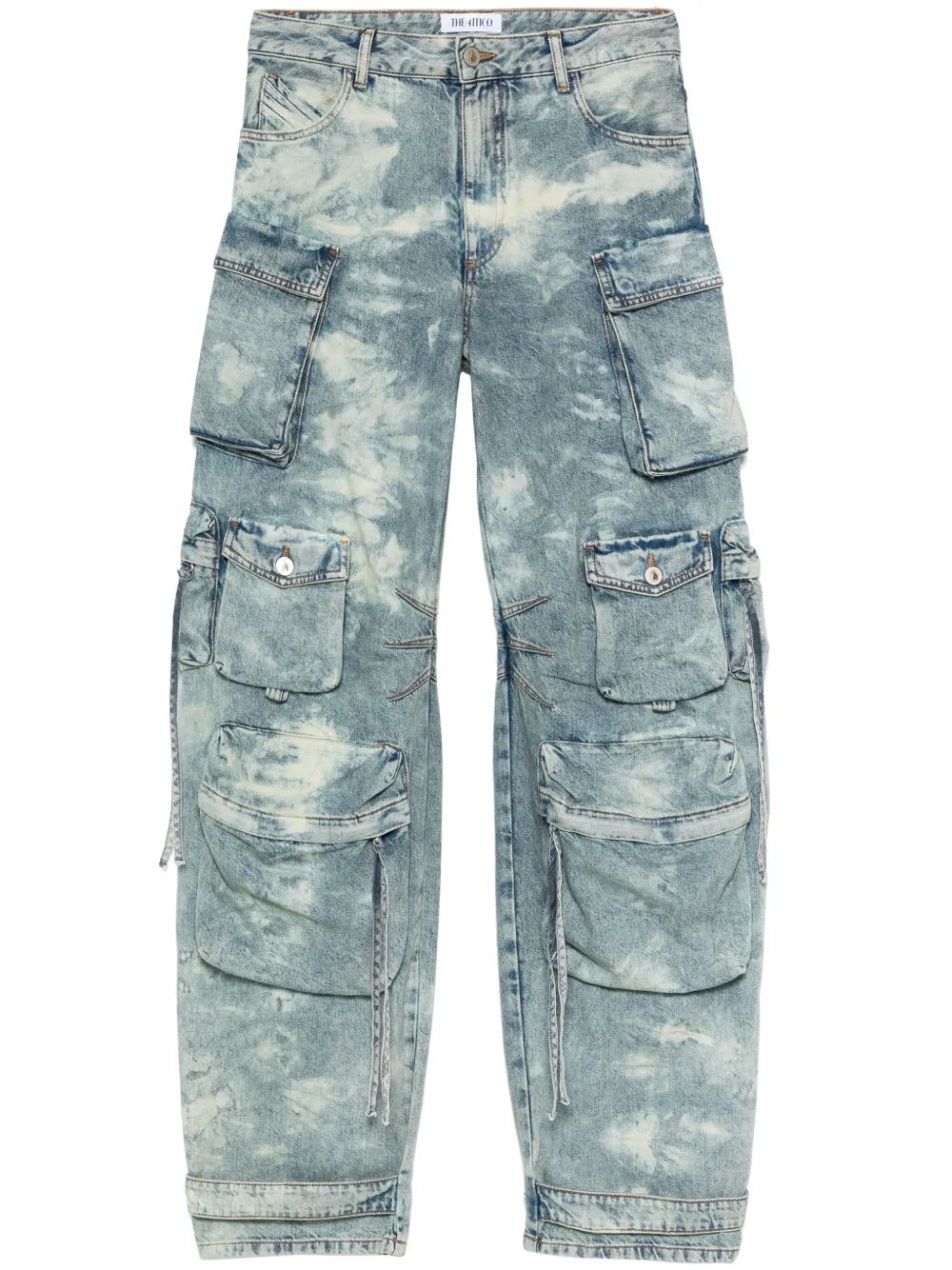 Attico Fern Cargo Denim Pants In Blue