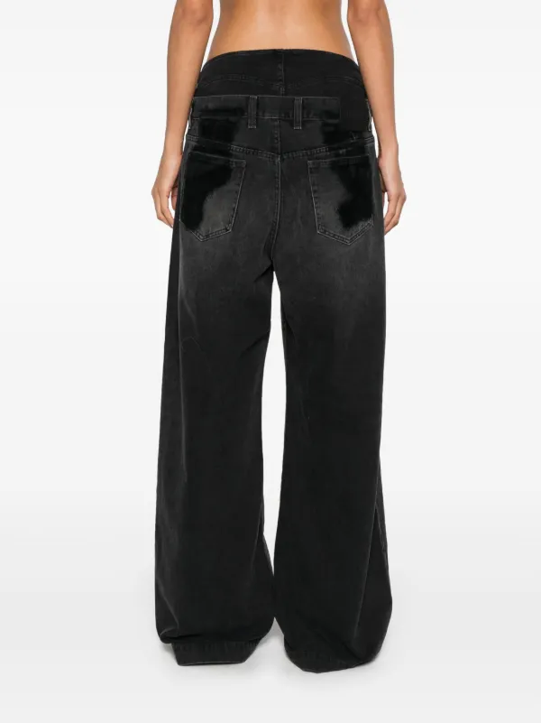 【関税込み】The Attico ブラック&ベージュ ロング ジーンズ The Attico layered-waist Jeans | Black | FARFETCH JO