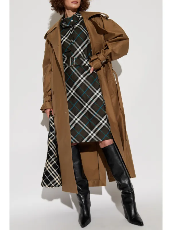 Burberry Check Pattern Halterneck Dress | Green | FARFETCH