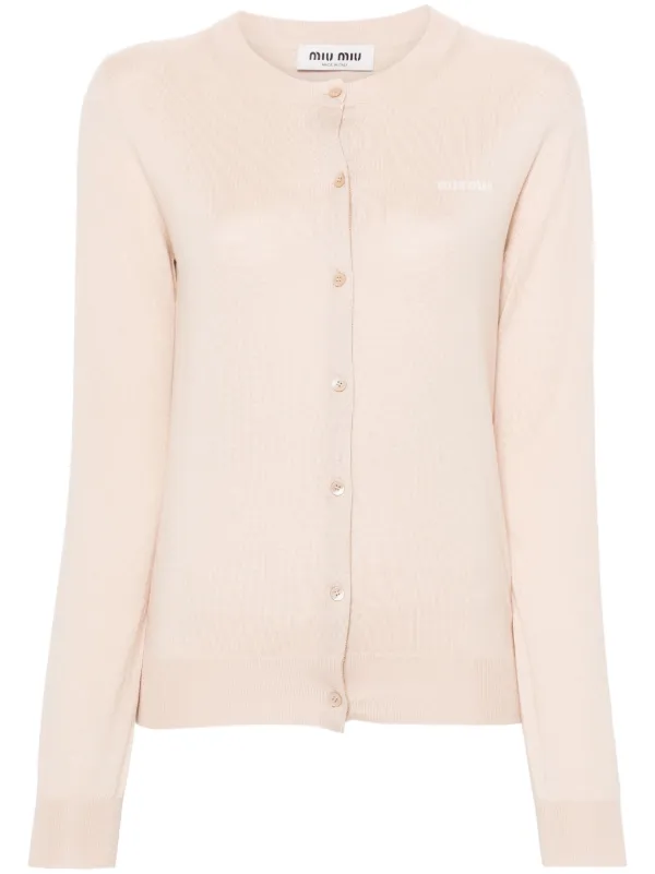 Miu Miu ロゴ カーディガン | ピンク | FARFETCH JP