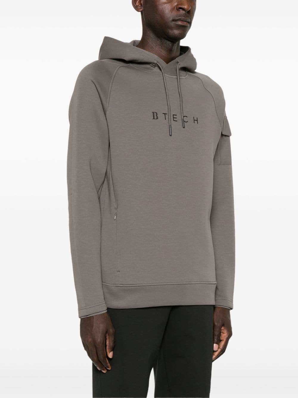 Shop Boggi Milano Logo-printed Drawstring Hoodie In Grau