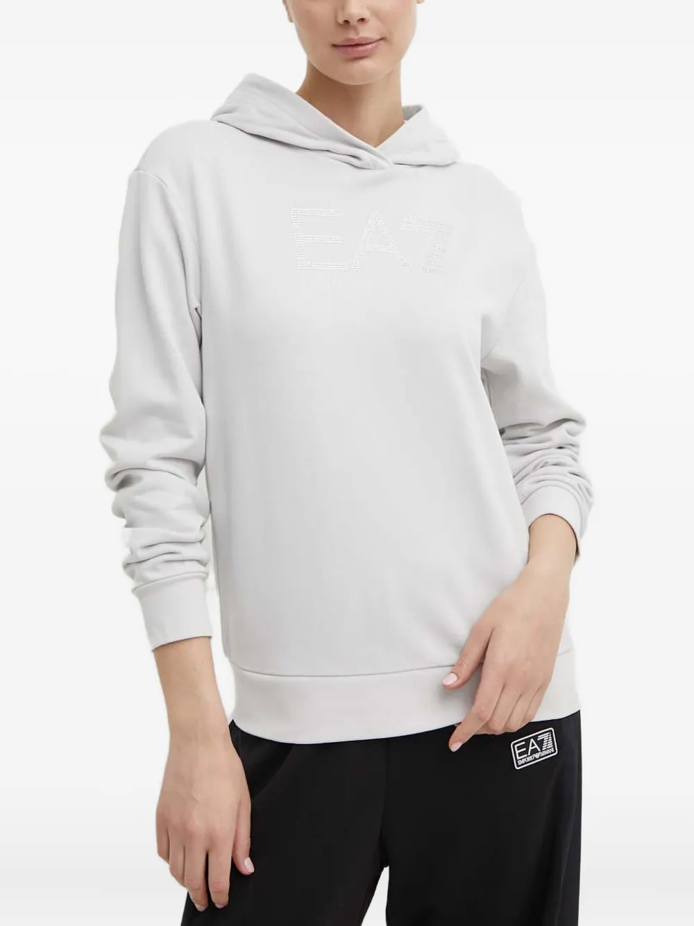 Ea7 Logo-embellished Hoodie In Gray