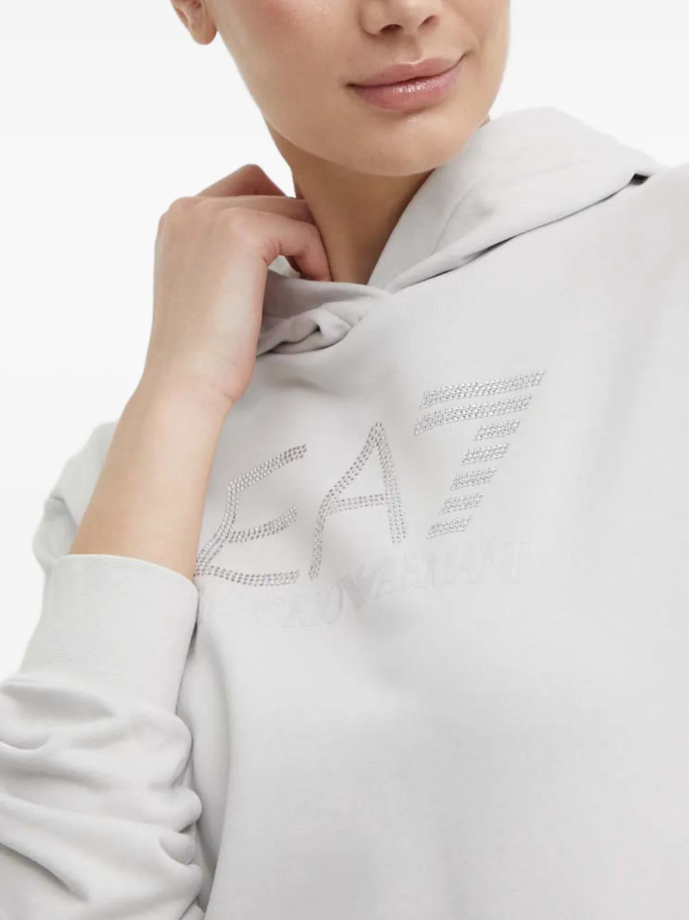 Ea7 Logo-embellished Hoodie In Gray