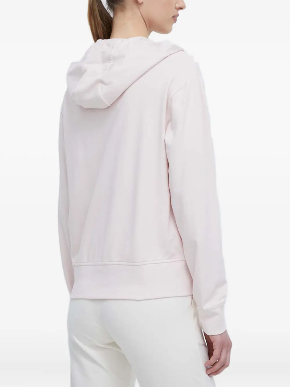 Ea7 Jersey Zip-up Hoodie In Pink